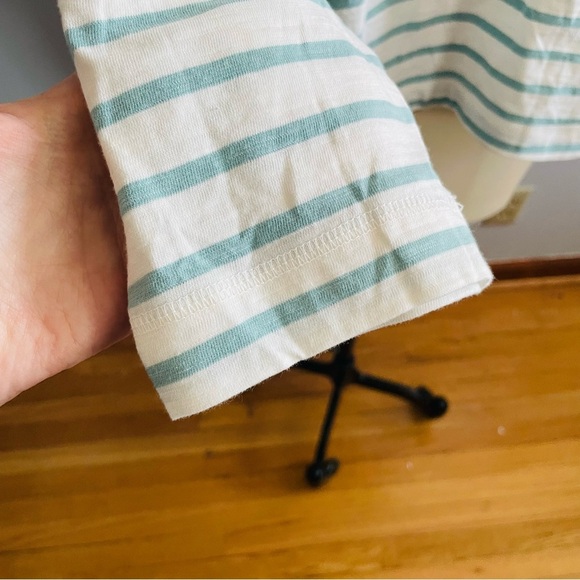 Old Navy Cropped Loose Mariner-Stripe Long-Sleeve Henley Tee- Jade- Size XXL-NWT - Picture 4 of 10